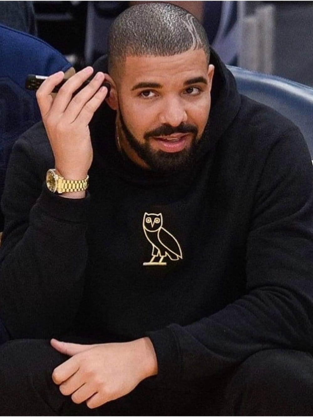 OVO Black Hoodie with Gold Owl Patch